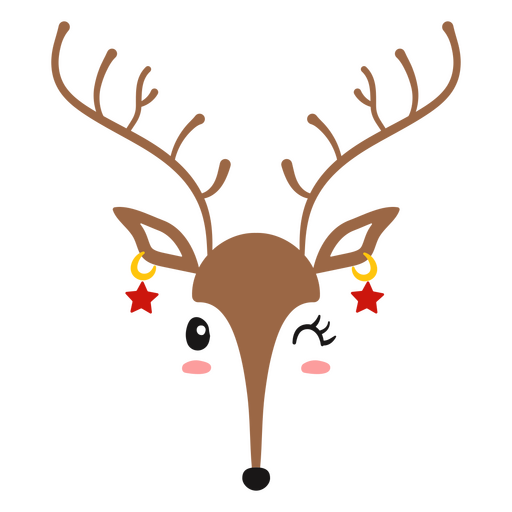 Christmas earrings reindeer character PNG Design