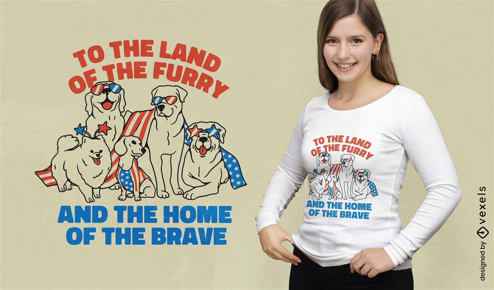 Patriotic American dogs t-shirt design