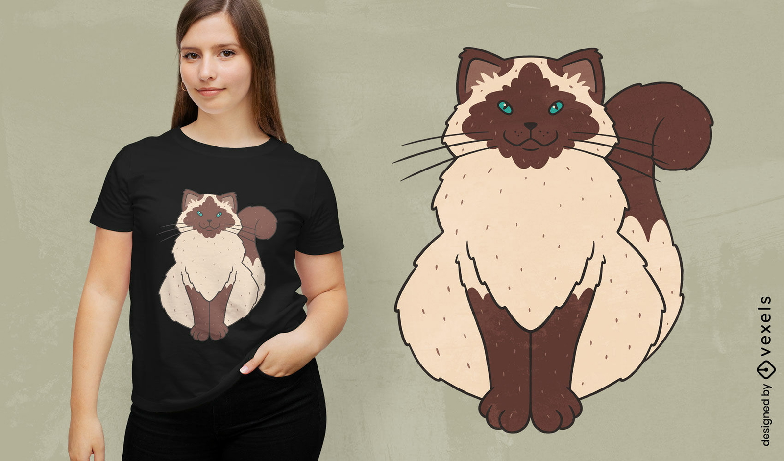 Diseño de camiseta de gato siamés Ragdoll