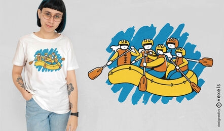 Diseño de camiseta de barco de rafting.