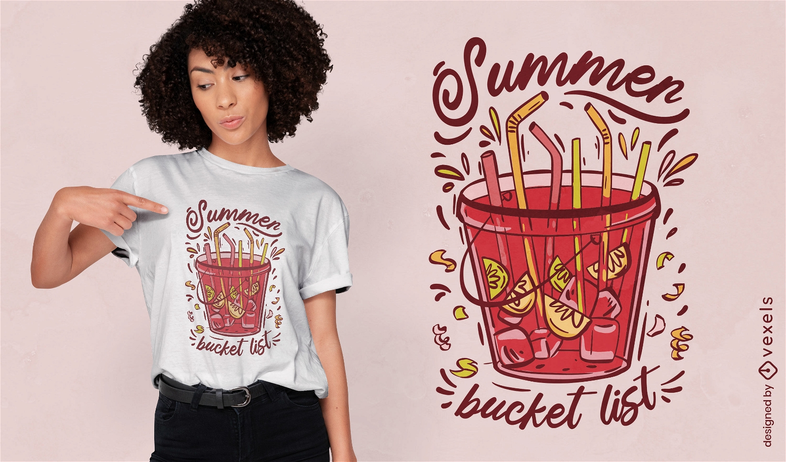 Design de camiseta de lista de balde de verão sangria