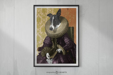 Design de cartaz de retrato de cachorro antigo