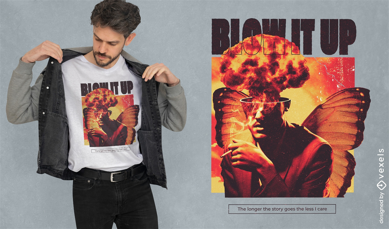 Mind blown collage psd t-shirt design