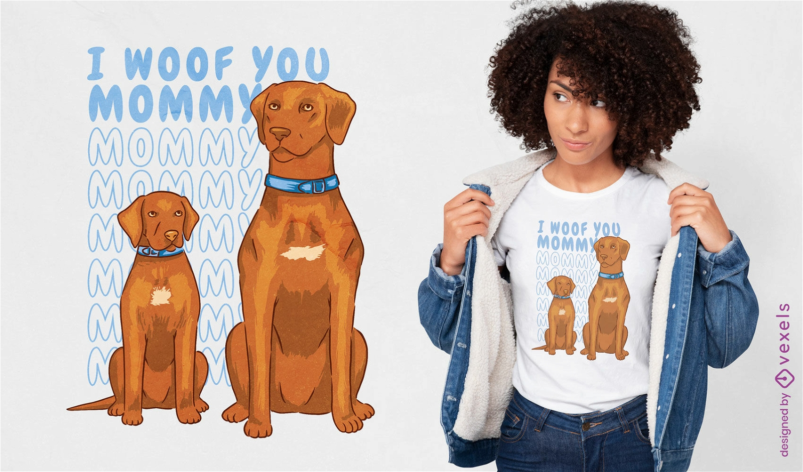 Guau, mamá, perro, mascotas, diseño de camiseta.