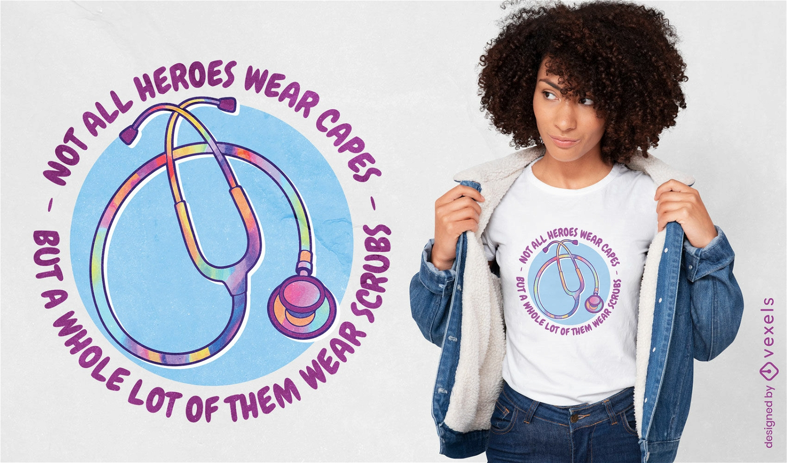 Diseño de camiseta con cita de héroes de la salud