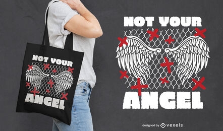 Not your angel tote bag design