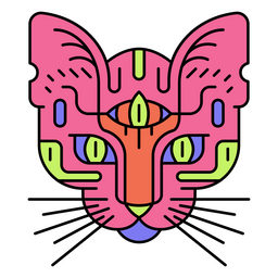figura de gato psicodélico Desenho PNG