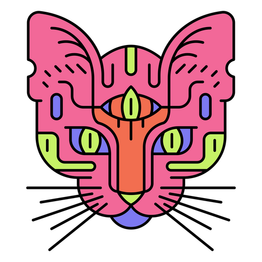 Psychedelic cat figure PNG Design