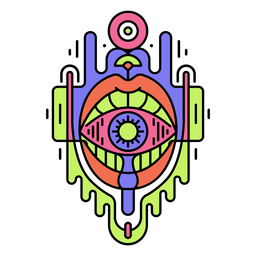 Boca colorida trippy psicodélica Desenho PNG