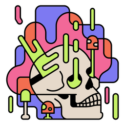 Psychedelic trippy colorful skull PNG Design Transparent PNG