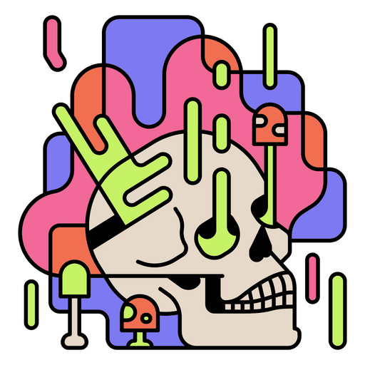 Psychedelic trippy colorful skull PNG Design