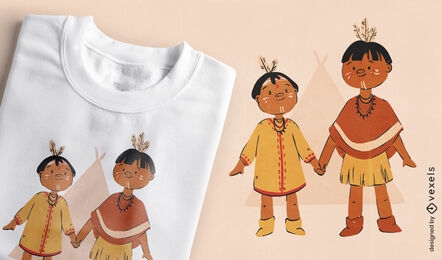 Niedliches T-Shirt-Design für indigene Kinder