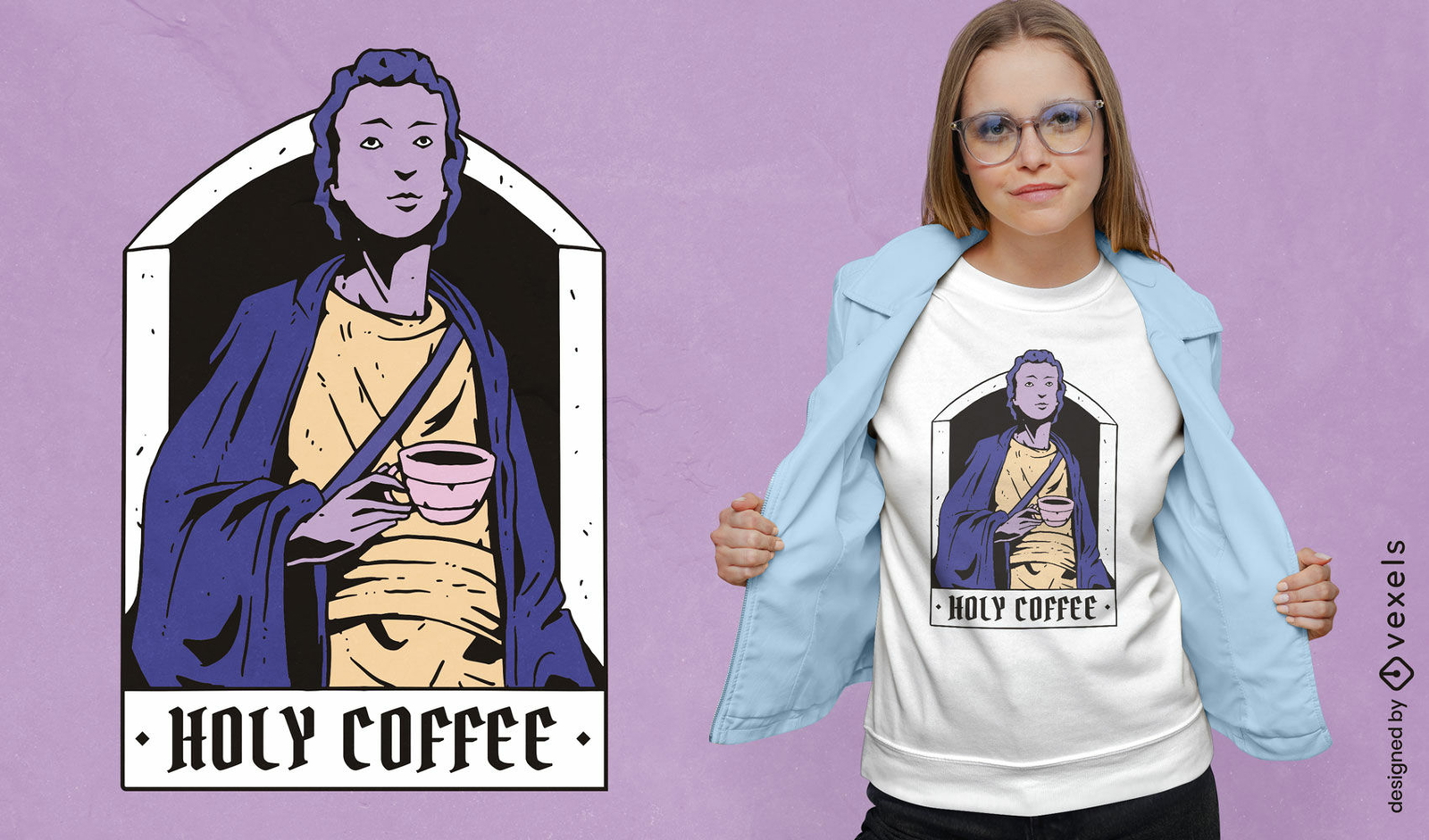 Diseño de camiseta santo café santo