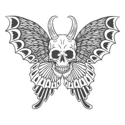 Halloween butterfly skull line art character PNG Design Transparent PNG