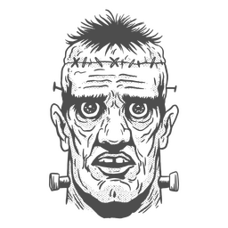 Frankenstein Halloween line art character PNG Design