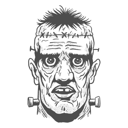 Personagem de arte de linha de Halloween de Frankenstein Desenho PNG