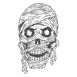 Momia personaje de arte de línea de Halloween Diseño PNG