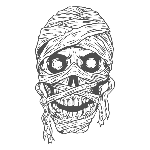 Mumien-Halloween-Strichzeichnungsfigur PNG-Design