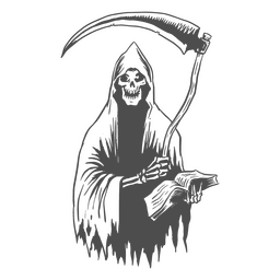 Grim Reaper Halloween Line Art Character PNG & SVG Design For T-Shirts