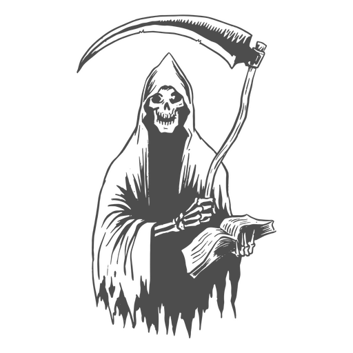Grim reaper Halloween line art character PNG Design