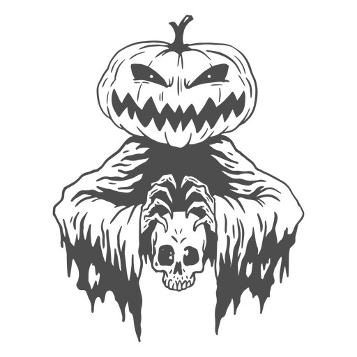 Schläfriger hohler Halloween-Linienkunstcharakter PNG-Design