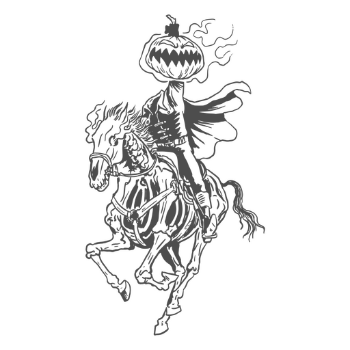 Sleepy hollow monster Halloween line art character PNG Design