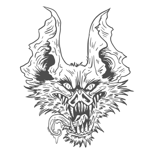 Fledermaus-Monster Halloween-Strichzeichnungsfigur PNG-Design