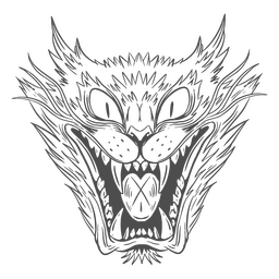 Cat monster Halloween line art character PNG Design