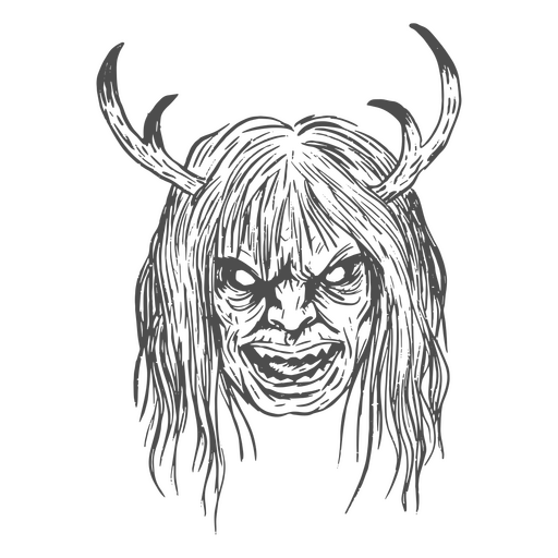Horror-Monster Halloween-Strichzeichnungsfigur PNG-Design