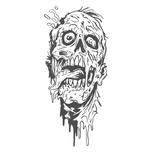 Zombie Halloween line art character PNG Design