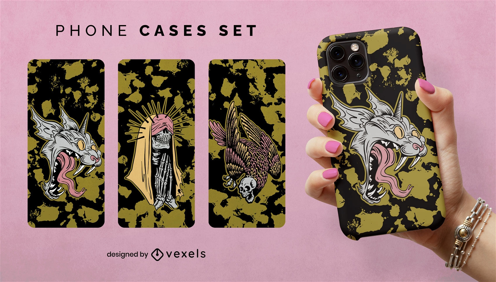 Creepy Halloween creatures phone cases set