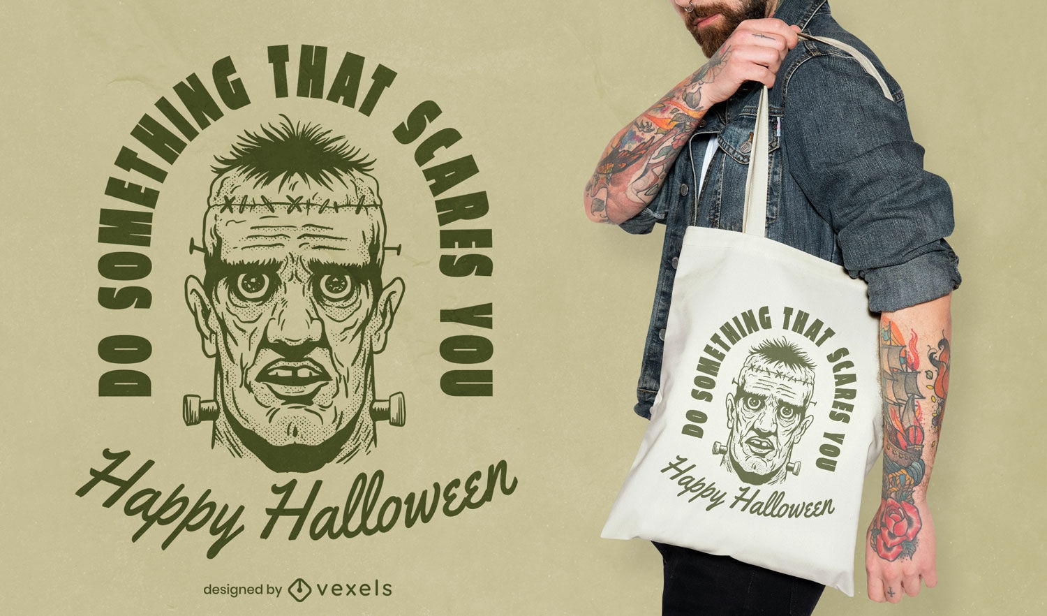 Frankenstein halloween tote bag design