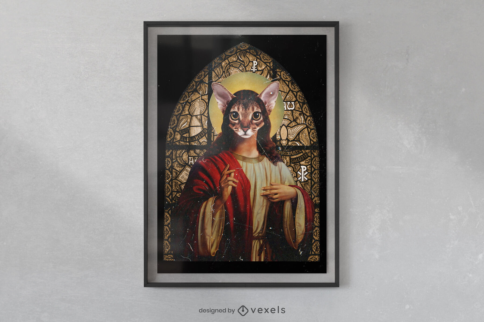 Design de pôster do gato Jesus