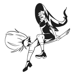 Junge Hexe, die auf einem magischen Besen fliegt PNG-Design