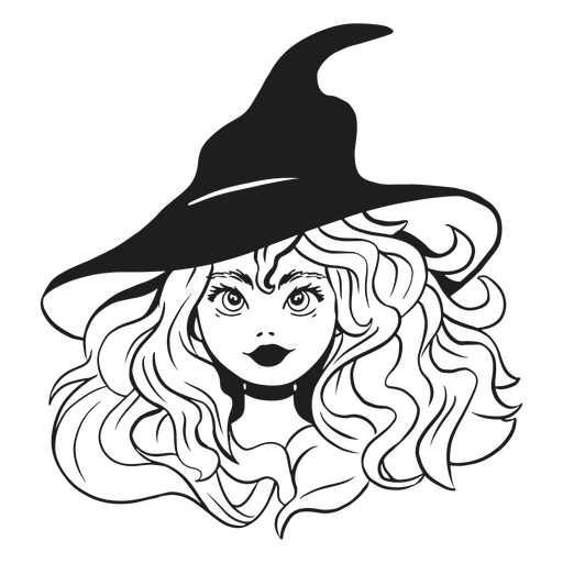 Young witch with her black hat PNG Design