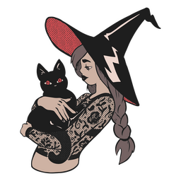 Design PNG E SVG De Desenho De Bruxa De Gato Preto Para Camisetas