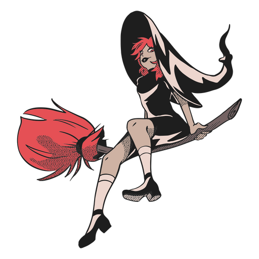 Witch broom character PNG Design