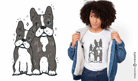 Diseño de camiseta de pareja de mascotas bulldog