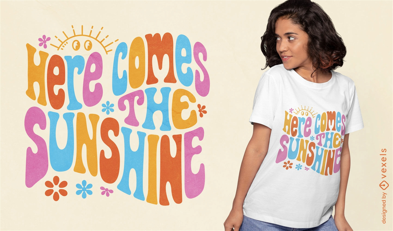 Here comes the sunshine quote t-shirt design