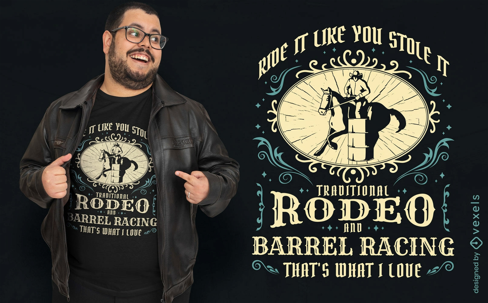 Design de camiseta com citação de Barrel Racing