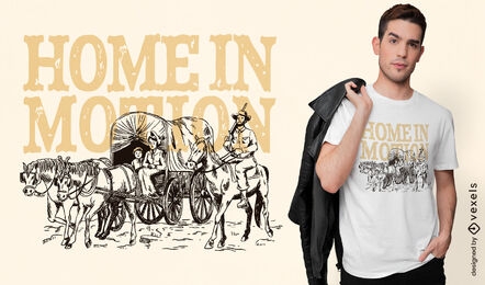 Home in motion vintage cowboy t-shirt design