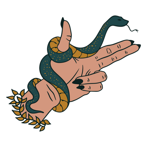 Cobra enrolada em uma mão Desenho PNG