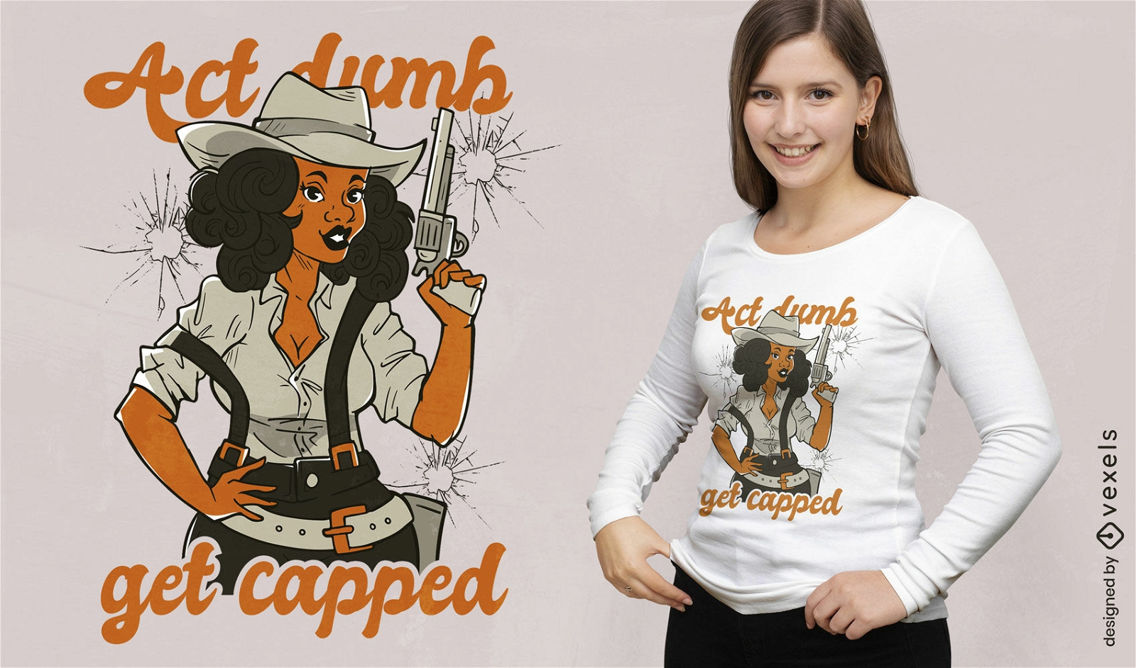 Diseño de camiseta de cita divertida de vaquera