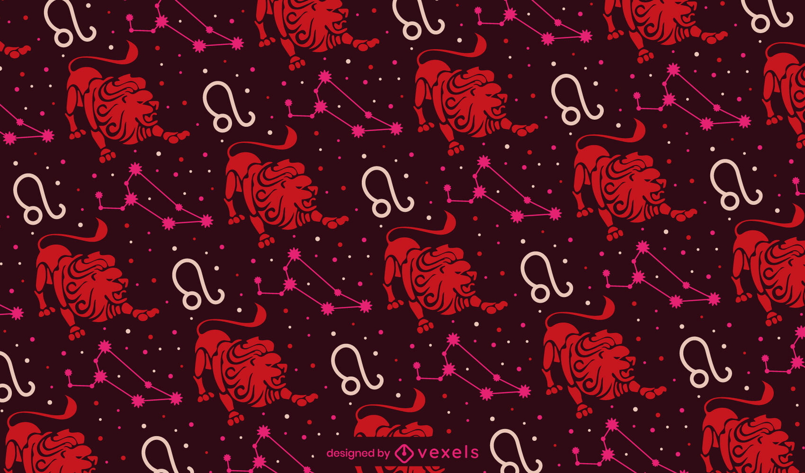 Leo zodiac sign astrology pattern design