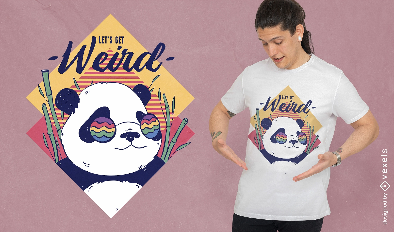 Design de camiseta de desenho animado de panda