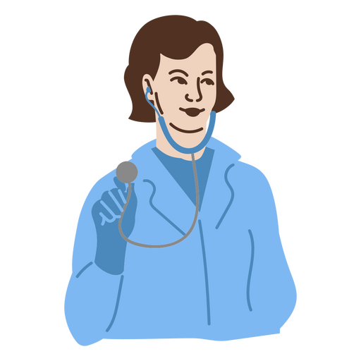 Uma médica usando seu estetoscópio Desenho PNG