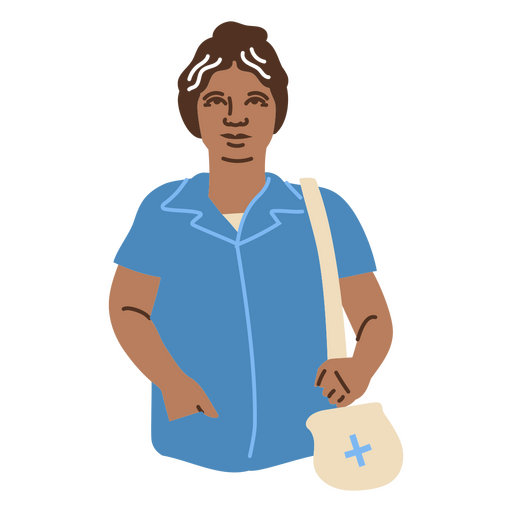Una doctora con su bolsa de medicamentos. Diseño PNG