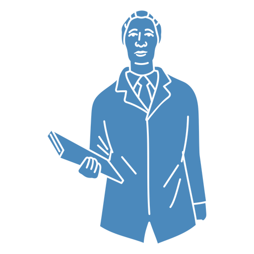 Un doctor con un libro de texto médico. Diseño PNG