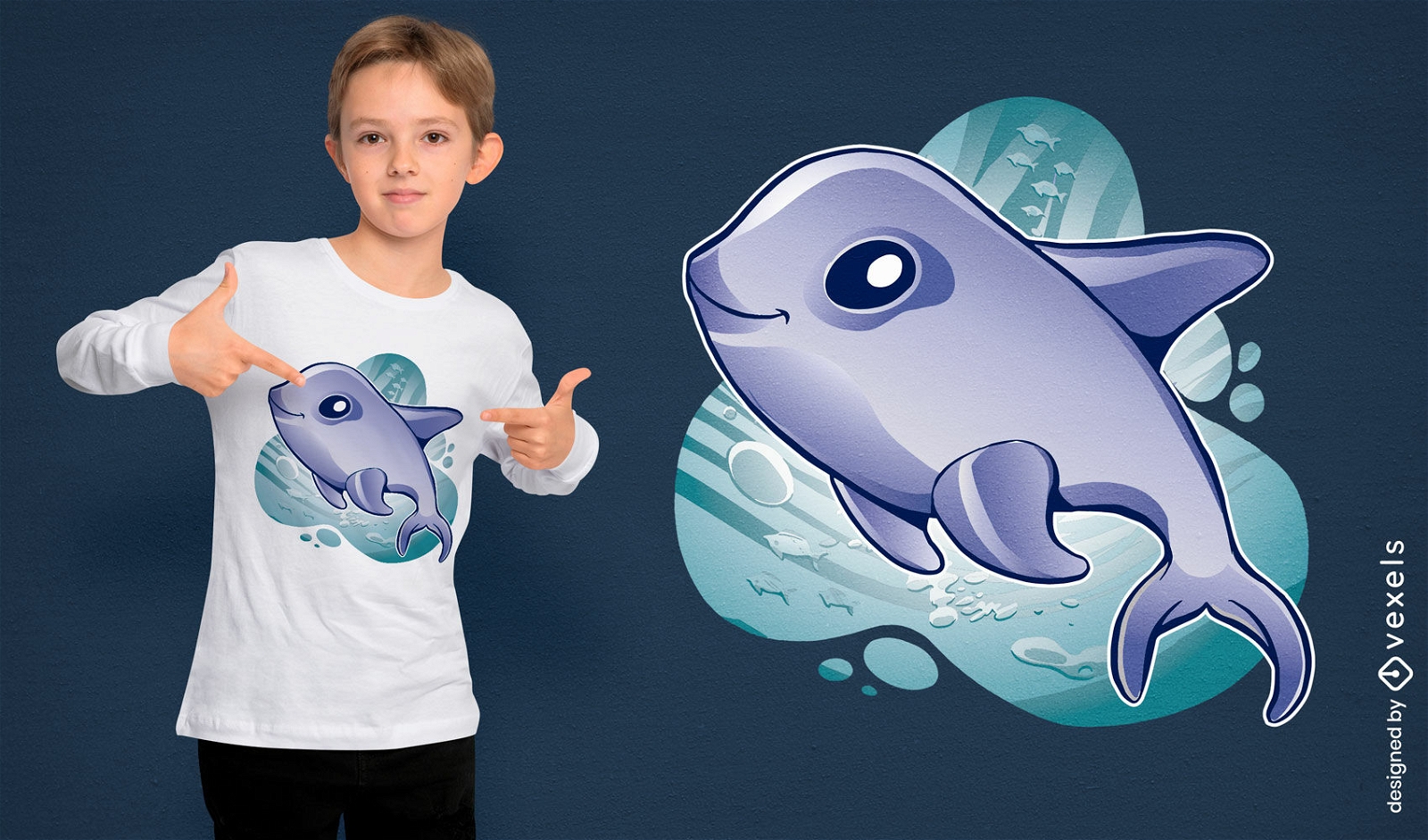 Design de camiseta de animal marinho vaquita bonito