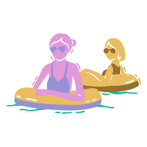 Chicas usando flotador en la piscina Diseño PNG